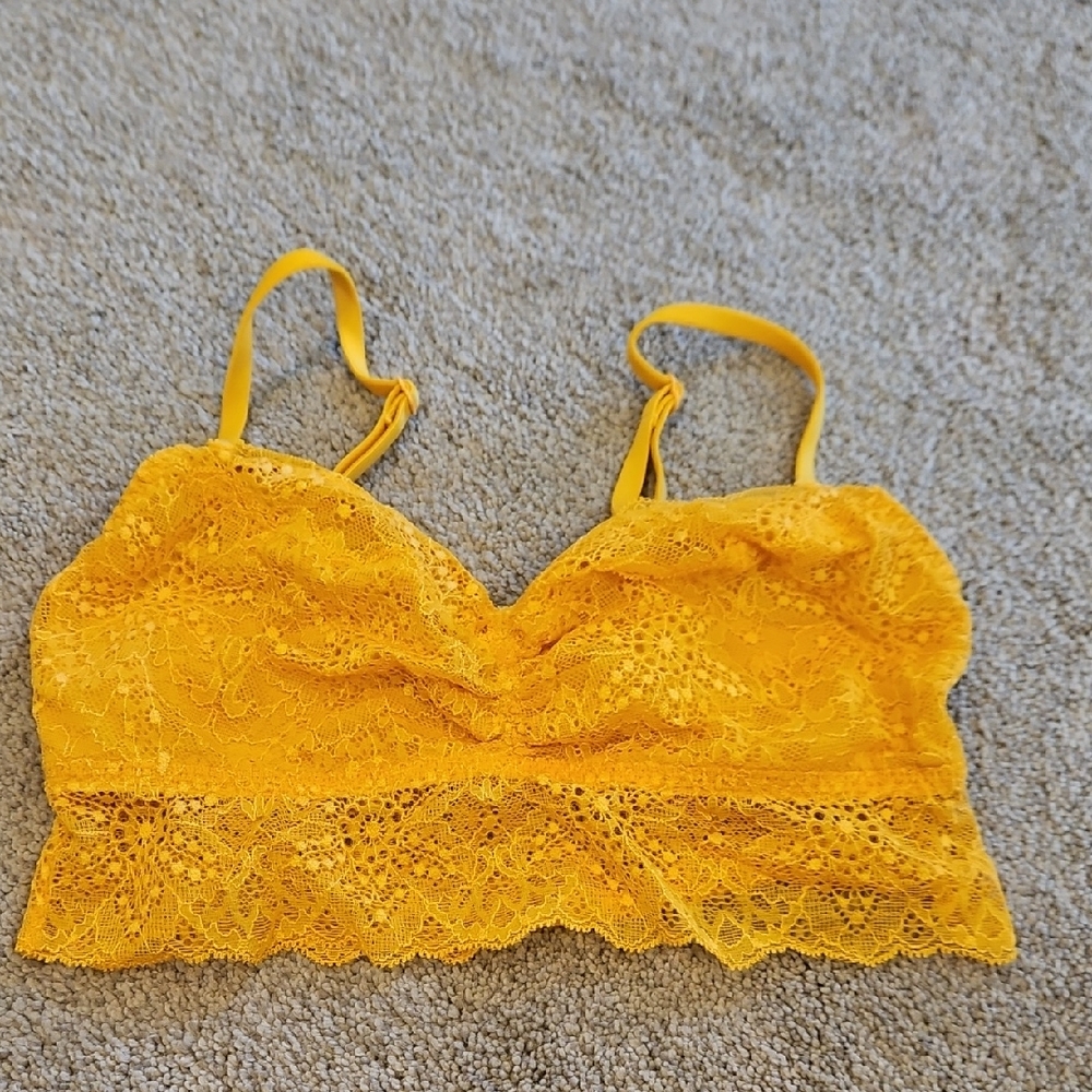 PINK Yellow Lace Bralette XS